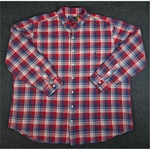 Polo Ralph Lauren Men's Red Blue Plaid Button Down Shirt Big Tall Size 3XB